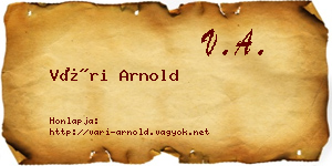 Vári Arnold névjegykártya
